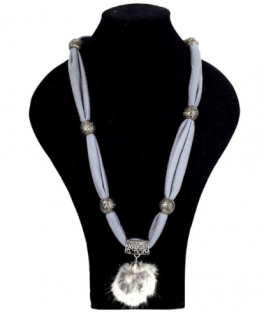 náhrdelník látkový - šedý